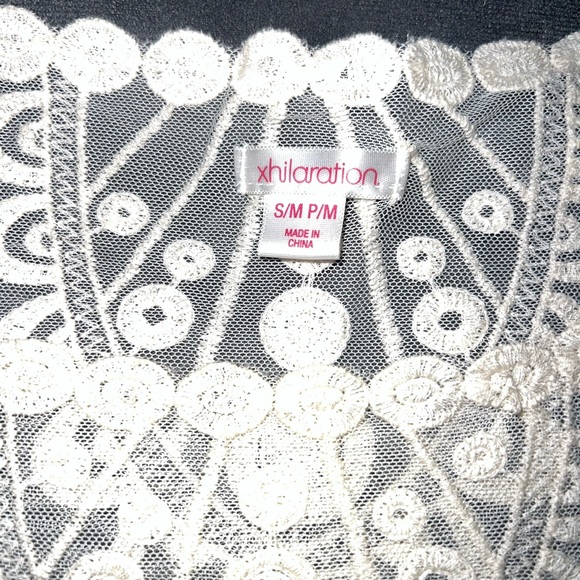 Xhilaration Small Medium Lace Blouse Shirt Top Boho Indie hippie Cream ivory - Picture 2 of 3